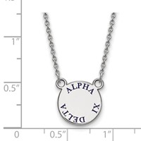 Sterling Silver Rhodium-plated LogoArt Alpha Xi Delta Sorority Text Small Color Enamel Pendant Necklace, 18" view 2