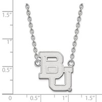 Sterling Silver Rhodium-plated LogoArt Baylor University Bears Large Pendant Necklace, 18" view 3