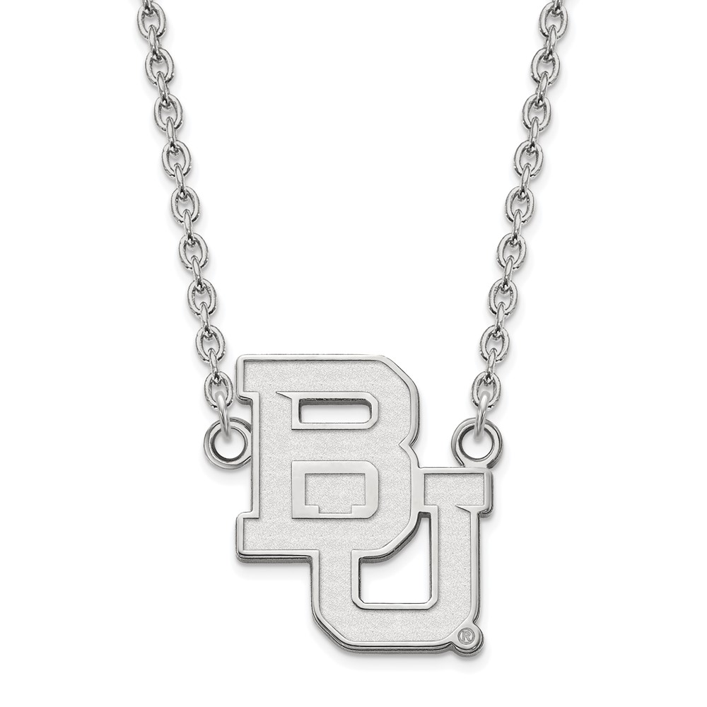 Sterling Silver Rhodium-plated LogoArt Baylor University Bears Large Pendant Necklace, 18"