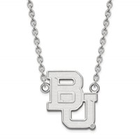 Sterling Silver Rhodium-plated LogoArt Baylor University Bears Large Pendant Necklace, 18" view 1