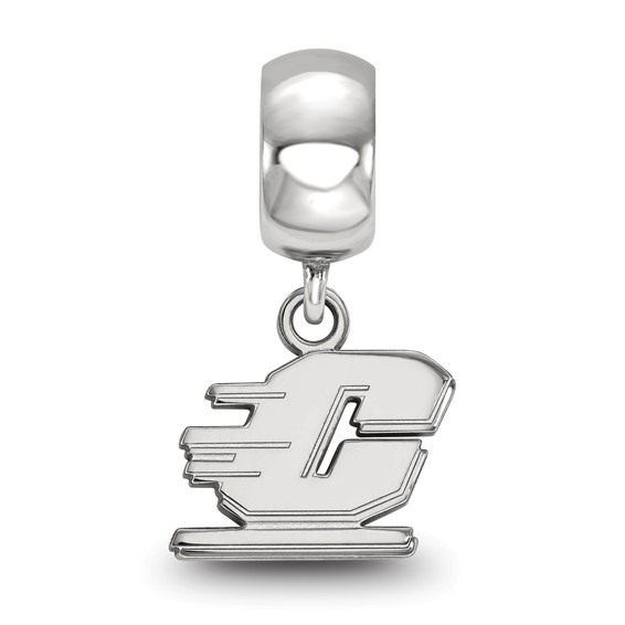Sterling Silver Rhodium-plated LogoArt Central Michigan University Letter C Extra Small Dangle Bead Charm