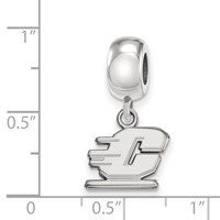 Sterling Silver Rhodium-plated LogoArt Central Michigan University Letter C Extra Small Dangle Bead Charm view 3