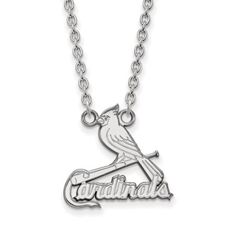 10k White Gold Major League Baseball LogoArt St. Louis Cardinals Large Pendant Necklace