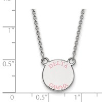 Sterling Silver Rhodium-plated LogoArt Delta Gamma Sorority Text Small Color Enamel Pendant Necklace, 18" view 2