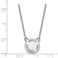 Sterling Silver Rhodium-plated LogoArt Delta Phi Epsilon Sorority Text Small Color Enamel Pendant Necklace, 18" view 2