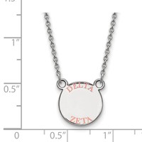 Sterling Silver Rhodium-plated LogoArt Delta Zeta Sorority Text Small Color Enamel Pendant Necklace, 18" view 2