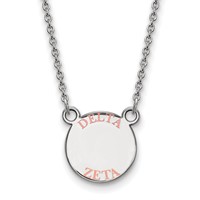 Sterling Silver Rhodium-plated LogoArt Delta Zeta Sorority Text Small Color Enamel Pendant Necklace, 18" view 1