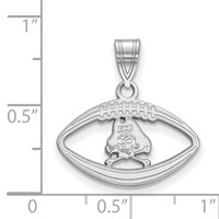Sterling Silver Rhodium-plated LogoArt East Carolina University Pirate Football Pendant view 2