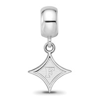 Sterling Silver Rhodium-plated LogoArt Furman University Small Dangle Bead Charm view 3