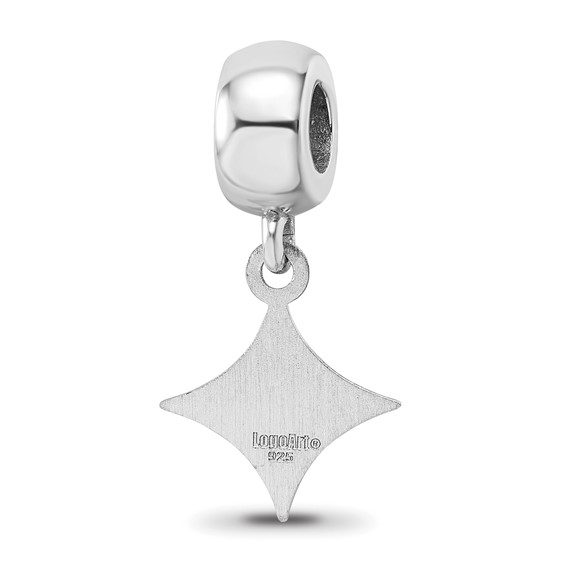 Sterling Silver Rhodium-plated LogoArt Furman University Small Dangle Bead Charm