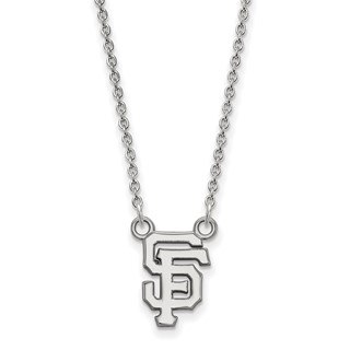 10k White Gold Major League Baseball LogoArt San Francisco Giants S-F Small Pendant Necklace