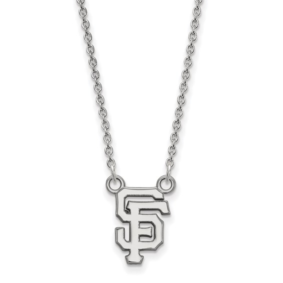10k White Gold Major League Baseball LogoArt San Francisco Giants S-F Small Pendant Necklace