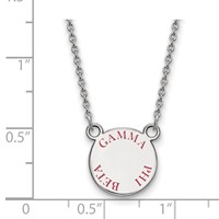 Sterling Silver Rhodium-plated LogoArt Gamma Phi Beta Sorority Text Small Color Enamel Pendant Necklace, 18" view 2