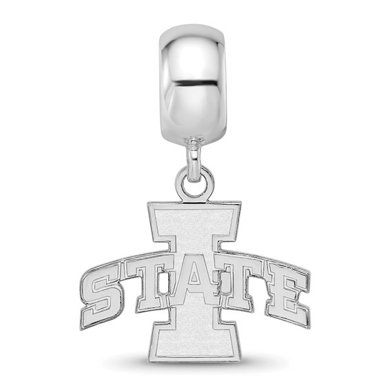 Sterling Silver Rhodium-plated LogoArt Iowa State University Small Dangle Bead Charm