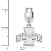 Sterling Silver Rhodium-plated LogoArt Iowa State University Small Dangle Bead Charm view 4