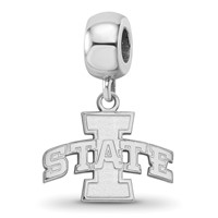 Sterling Silver Rhodium-plated LogoArt Iowa State University Small Dangle Bead Charm view 1