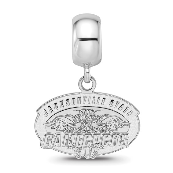 Sterling Silver Rhodium-plated LogoArt Jacksonville State U. Small Dangle Bead