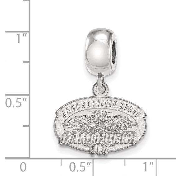 Sterling Silver Rhodium-plated LogoArt Jacksonville State U. Small Dangle Bead