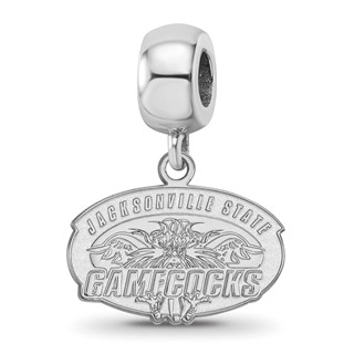 Sterling Silver Rhodium-plated LogoArt Jacksonville State U. Small Dangle Bead