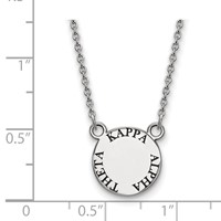 Sterling Silver Rhodium-plated LogoArt Kappa Alpha Theta Sorority Text Small Color Enamel Pendant Necklace, 18" view 2