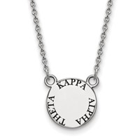 Sterling Silver Rhodium-plated LogoArt Kappa Alpha Theta Sorority Text Small Color Enamel Pendant Necklace, 18" view 1