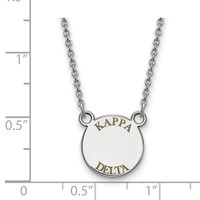 Sterling Silver Rhodium-plated LogoArt Kappa Delta Sorority Text Small Color Enamel Pendant Necklace, 18" view 2