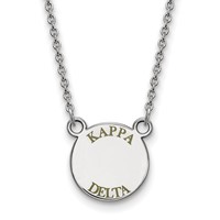 Sterling Silver Rhodium-plated LogoArt Kappa Delta Sorority Text Small Color Enamel Pendant Necklace, 18" view 1