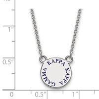 Sterling Silver Rhodium-plated LogoArt Kappa Kappa Gamma Sorority Text Small Color Enamel Pendant Necklace, 18" view 2