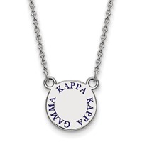 Sterling Silver Rhodium-plated LogoArt Kappa Kappa Gamma Sorority Text Small Color Enamel Pendant Necklace, 18" view 1
