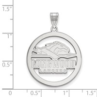 Sterling Silver Rhodium-plated LogoArt Longwood University Lancers Large Circle Pendant view 2