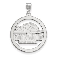 Sterling Silver Rhodium-plated LogoArt Longwood University Lancers Large Circle Pendant view 1