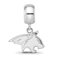 Sterling Silver Rhodium-plated LogoArt Montana State University Bobcat Small Dangle Bead Charm view 3
