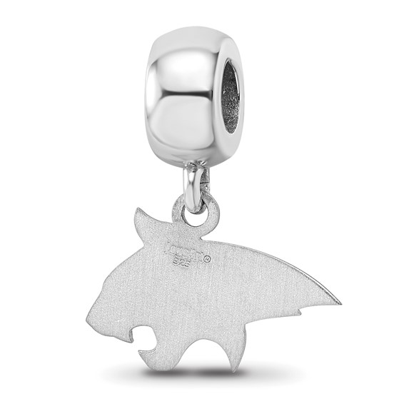 Sterling Silver Rhodium-plated LogoArt Montana State University Bobcat Small Dangle Bead Charm