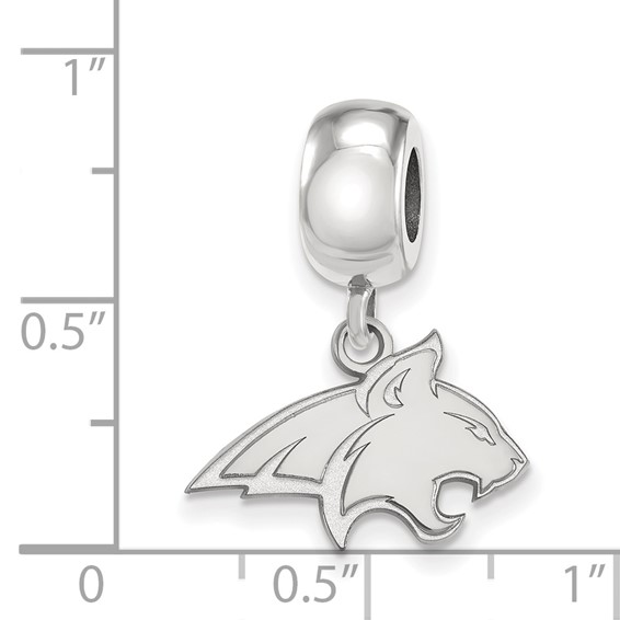 Sterling Silver Rhodium-plated LogoArt Montana State University Bobcat Small Dangle Bead Charm