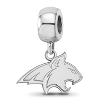 Sterling Silver Rhodium-plated LogoArt Montana State University Bobcat Small Dangle Bead Charm view 1