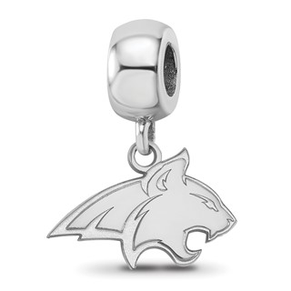 Sterling Silver Rhodium-plated LogoArt Montana State University Bobcat Small Dangle Bead Charm