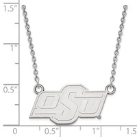 Sterling Silver Rhodium-plated LogoArt Oklahoma State University O-s-u Small Pendant Necklace, 18" view 3
