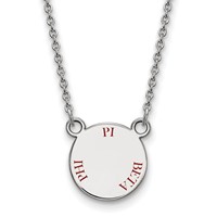 Sterling Silver Rhodium-plated LogoArt Pi Beta Phi Sorority Text Small Color Enamel Pendant Necklace, 18" view 1
