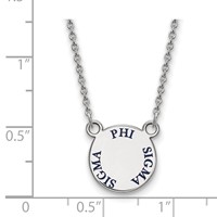 Sterling Silver Rhodium-plated LogoArt Phi Sigma Sigma Sorority Text Small Color Enamel Pendant Necklace - 18in view 2