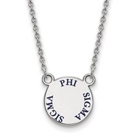 Sterling Silver Rhodium-plated LogoArt Phi Sigma Sigma Sorority Text Small Color Enamel Pendant Necklace - 18in view 1