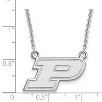 Sterling Silver Rhodium-plated LogoArt Purdue University Letter P Small Pendant Necklace, 18" view 2