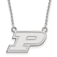 Sterling Silver Rhodium-plated LogoArt Purdue University Letter P Small Pendant Necklace, 18" view 1
