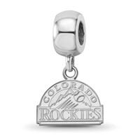 Sterling Silver Rhodium Plated Major League Baseball LogoArt Colorado Rockies Dangle Bead view 1