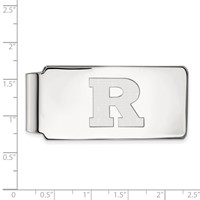 Sterling Silver Rhodium-plated LogoArt Rutgers University Letter R Money Clip view 2