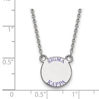 Sterling Silver Rhodium-plated LogoArt Sigma Kappa Sorority Text Small Color Enamel Pendant Necklace, 18" view 2