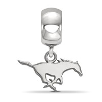 Sterling Silver Rhodium-plated LogoArt Southern Methodist University Mustang Extra Small Dangle Bead Charm view 2