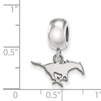 Sterling Silver Rhodium-plated LogoArt Southern Methodist University Mustang Extra Small Dangle Bead Charm view 3