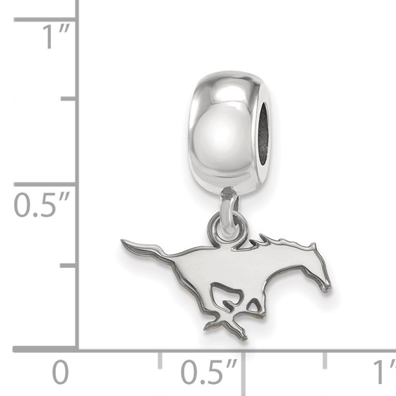 Sterling Silver Rhodium-plated LogoArt Southern Methodist University Mustang Extra Small Dangle Bead Charm