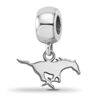 Sterling Silver Rhodium-plated LogoArt Southern Methodist University Mustang Extra Small Dangle Bead Charm view 1