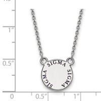 Sterling Silver Rhodium-plated LogoArt Sigma Sigma Sigma Sorority Text Small Color Enamel Pendant Necklace, 18" view 2